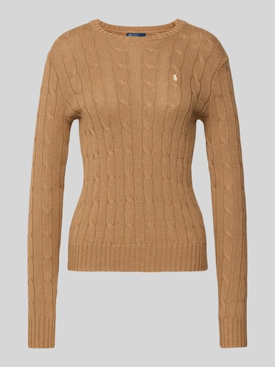 Polo Ralph Lauren Strickpullover mit Zopfmuster Modell 'JULIANNA' Camel 2