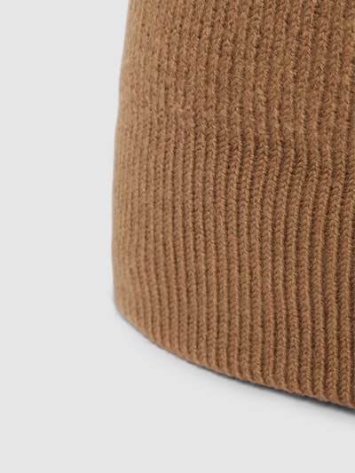 SELECTED HOMME Czapka beanie z efektem prążkowania model ‘SLHMERINO WOOL SAILOR RIB’ Camel 2