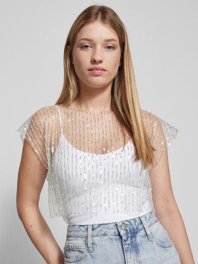 Only Cropped T-Shirt aus transparentem Material Modell 'ESTRID' Hellblau 3