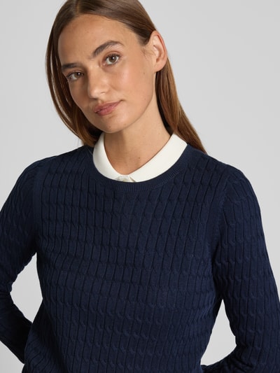 Christian Berg Woman Strickpullover mit Zopfmuster Dunkelblau 3