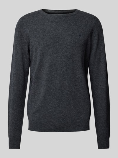 Fynch-Hatton Gebreide pullover met labelstitching Antraciet - 2