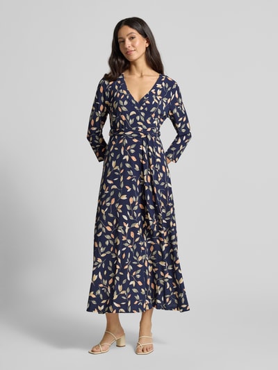 Apricot Wickelkleid mit V-Ausschnitt Marine 4