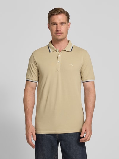 Lindbergh relaxed fit poloshirt met contraststrepen Beige - 4
