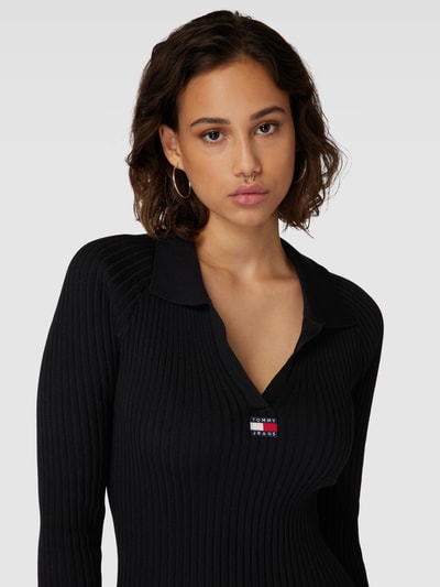 Tommy Jeans Strickkleid mit Umlegekragen Black 3