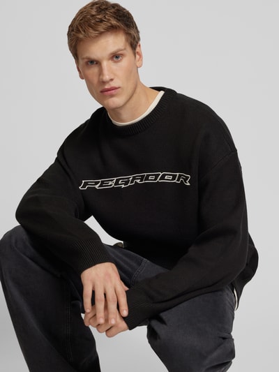 Pegador Sweter z dzianiny o kroju oversized z okrągłym dekoltem model ‘LENOX’ Czarny 3