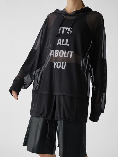 Helmut Lang Hoodie in semitransparenter Optik Schwarz 6