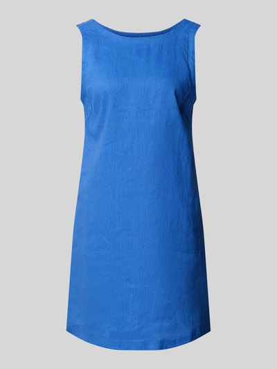 Produktfoto, Leinenkleid mit U-Boot-Ausschnitt von Stefanel, niebieski, prosty krój, sukienka mini z lnu, długość tyłu 82 cm, szerokość w rozmiarze S: 46 cm