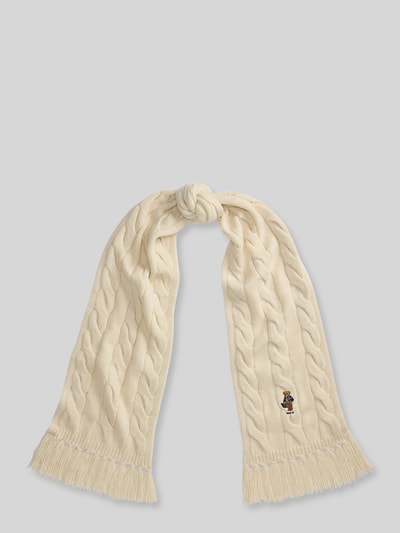 Polo Ralph Lauren Szal z mieszanki wełny z motywem polo bear Złamany biały 1