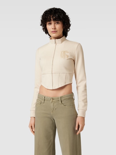 Guess Cropped Jacke mit Rippenstruktur Modell 'MARIAH' Sand 4