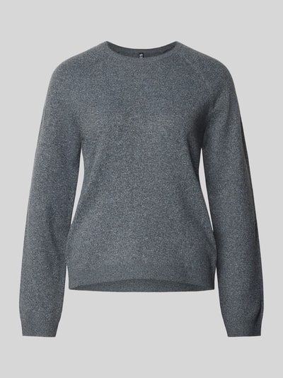 Pieces Regular Fit Pullover mit Raglanärmeln Modell 'BREE' Dunkelgrau Melange 2
