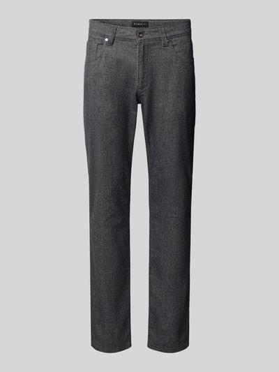 Produktfoto, Regular Fit Hose mit Eingrifftaschen Modell 'Cordoba' von bugatti, Baumwoll-Mix mit Viskose-Anteil in dunklem Grau, feine Stoffstruktur, gerader Schnitt, für Herren.