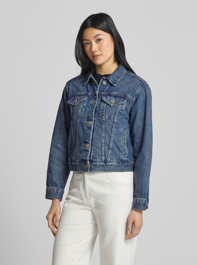 Lauren Ralph Lauren Truckersjack met paspelzakken op de borst, model 'PAIZLEY' Jeansblauw - 4