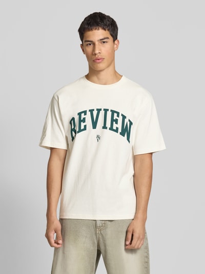 REVIEW T-Shirt mit Label-Print Offwhite 4