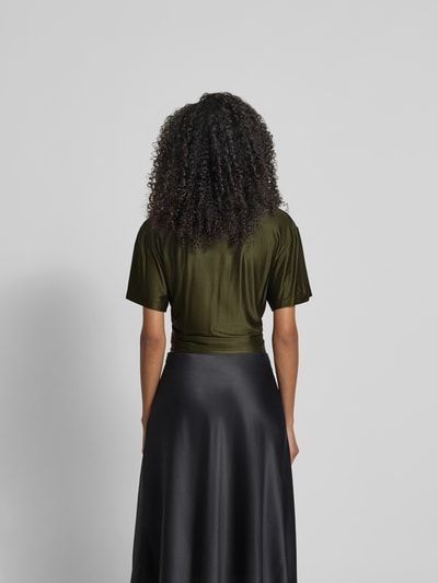 Rabanne Blusentop aus Viskose-Mix mit Cut-Out Khaki 5