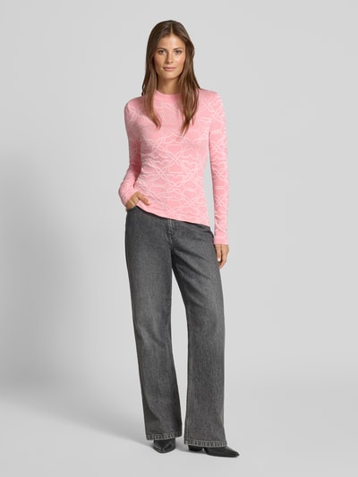HUGO Longsleeve aus Viskose-Mix in Strick-Optik Modell 'Satero' Rosa 1