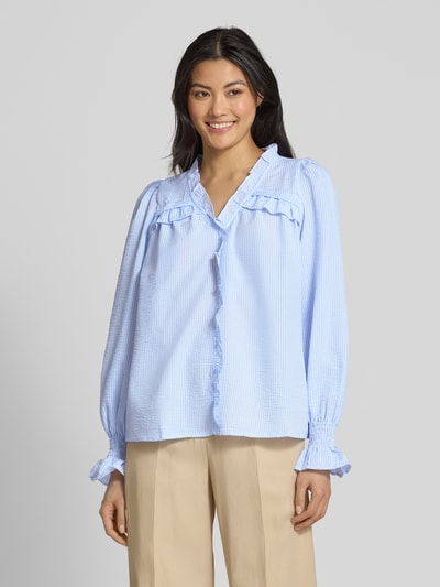 A-view Regular fit overhemdblouse met blinde knoopsluiting, model 'Sonja' Lichtblauw - 4