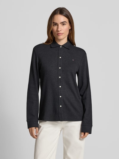 Tommy Hilfiger Regular fit blouse met lange mouwen van puur katoen Antraciet - 4