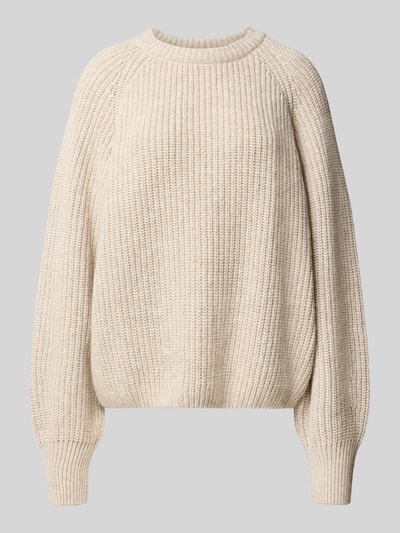 Produktfoto, cremefarbener Loose Fit Pullover aus Woll-Mix Modell 'RIB KNIT' von ARMEDANGELS, grob gestrickte Textur, Damen Pullover