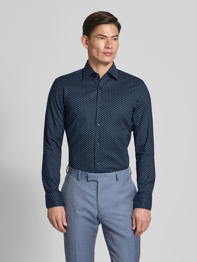 BOSS Slim fit overhemd van katoenmix Marineblauw - 4