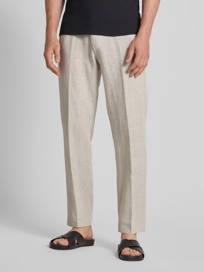 SELECTED HOMME Regular Fit Leinenhose mit Bügelfalten Modell 'LEROY' Beige 4