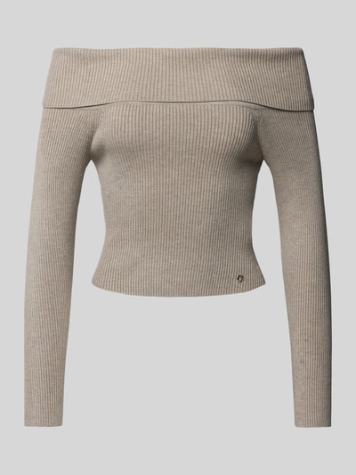 Guess Strickpullover im Off-Shoulder-Design Modell 'NINA' Taupe 2