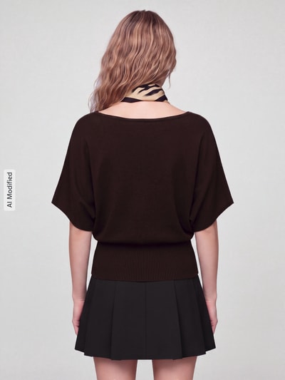 ONLY Sweter o luźnym kroju z mieszanki wiskozy model 'MIO' Czekoladowy 5