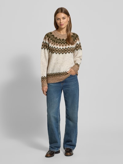 FREE/QUENT Gebreide pullover in Noorse look, model 'Novala' Beige - 1