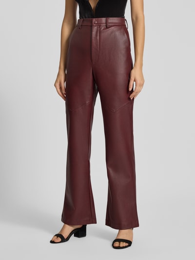 Bardot Broek in leerlook, model 'KARSON' Bordeaux - 4