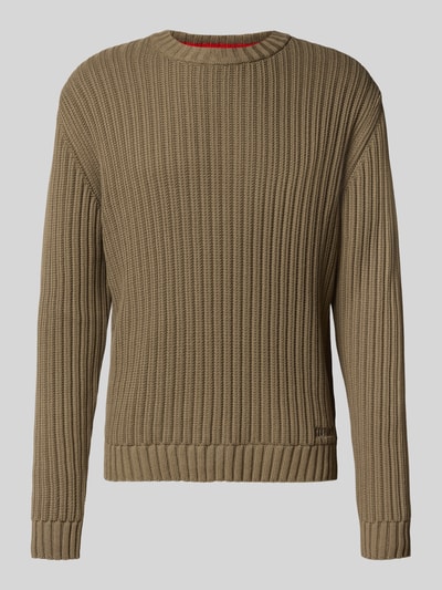 HUGO Regular Fit Strickpullover aus reiner Baumwolle Modell 'SRIBBEN_1' Mittelgrau 2