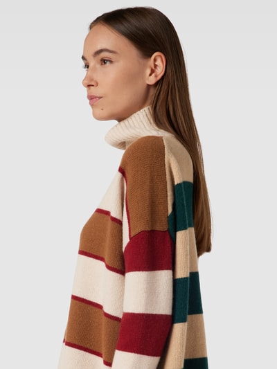 Weekend Max Mara Sweter z dzianiny ze stójką model ‘BENITO’ Camel melanż 3