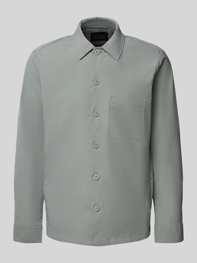Christian Berg Men Kurtka koszulowa o kroju regular fit z kieszenią na piersi Metaliczny zielony 2