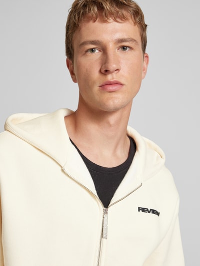 REVIEW Essentials hoodie met ritssluiting en logo Ecru - 3