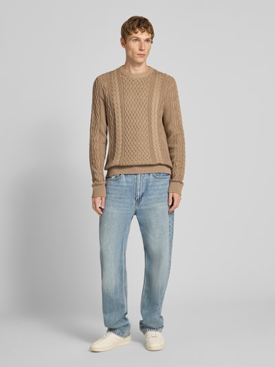 Tommy Jeans Regular Fit Strickpullover aus reiner Baumwolle Beige 1