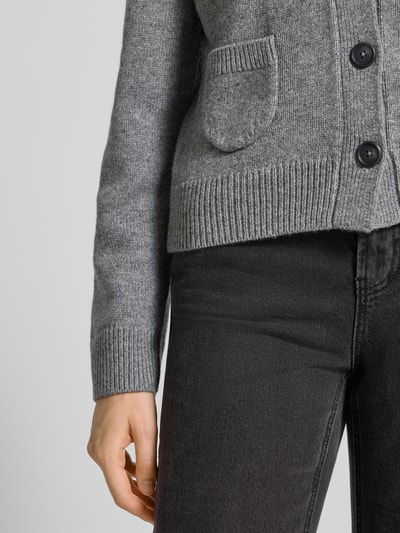 Oui Regular fit jack van wolmix in gebreide look Lichtgrijs gemêleerd - 3