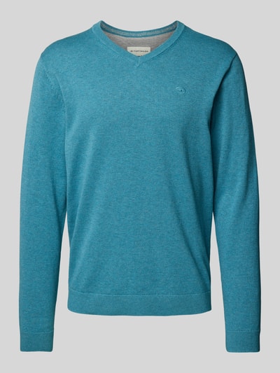 Tom Tailor Regular Fit Strickpullover aus reiner Baumwolle mit V-Ausschnitt Ocean 2