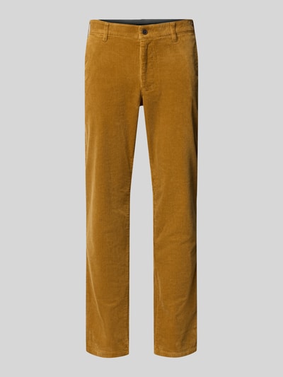 Christian Berg Men Straight fit corduroy broek met Franse steekzakken Donkergeel - 2