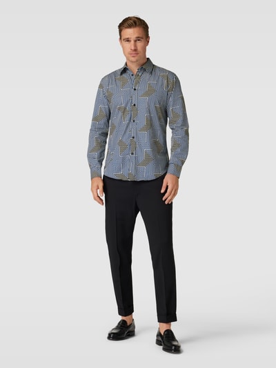 Esprit Collection Regular fit vrijetijdsoverhemd met grafisch motief Koningsblauw - 1