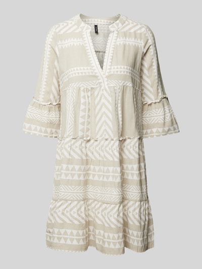 Vero Moda Knielanges Tunikakleid mit Allover-Muster Modell 'DICTHE' Taupe 2