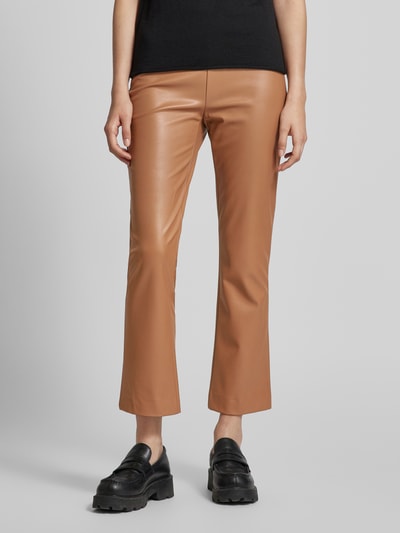 Raffaello Rossi Regular fit broek in leerlook in verkort model, model 'MACY' Cognac - 4