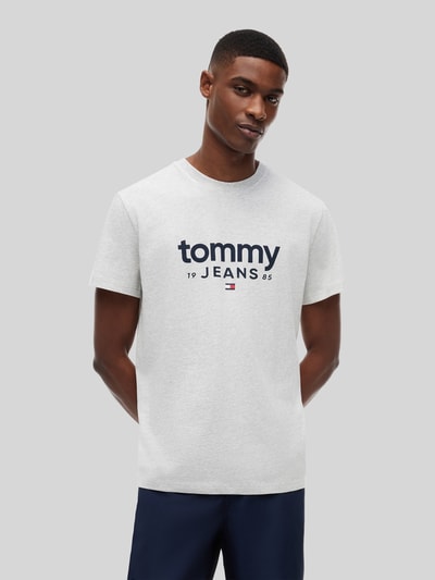 Tommy Jeans relaxed fit T-shirt van puur katoen met labelopschrift Lichtgrijs gemêleerd - 4