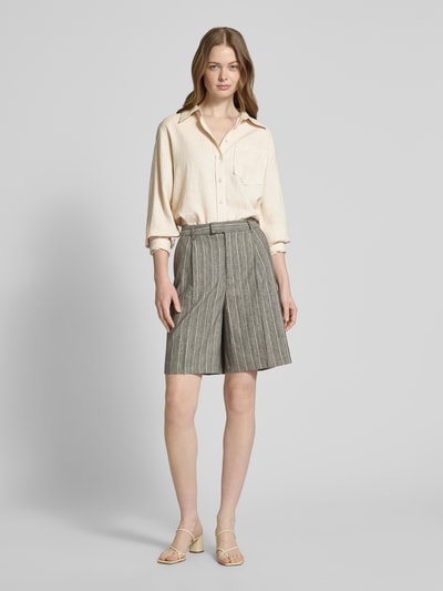 YAS Relaxed Fit Leinenbluse Modell 'FLAXY' Beige 1