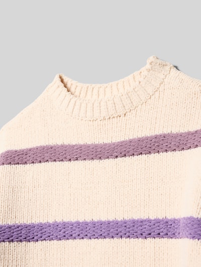 s.Oliver RED LABEL Sweter z dzianiny o luźnym kroju ze wzorem w paski Écru 2