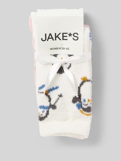 Jake*s Casual Socken mit geripptem Abschluss Offwhite 3