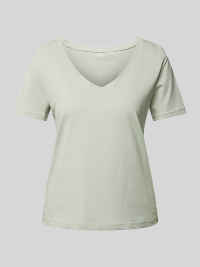 Mango T-Shirt mit V-Ausschnitt Modell 'CHALAPI' Schilf 2