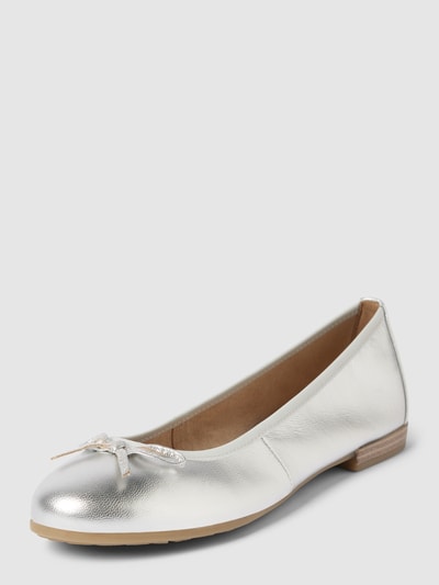 Marco Tozzi Leren ballerina's in metallic Zilver - 1