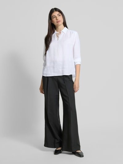 Marc Cain Regular Fit Bluse aus Ramie mit Umlegekragen Weiss 1