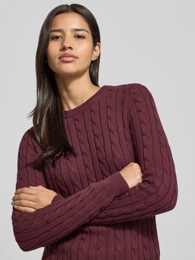 Jake*s Casual Bluzka z długim rękawem o kroju slim fit z imitacji dzianiny Oberżynowy 3