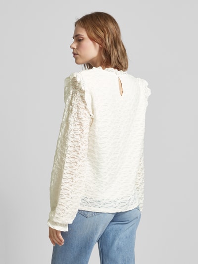 Pieces Blouse met kant, model 'JOLLINE' Offwhite - 5