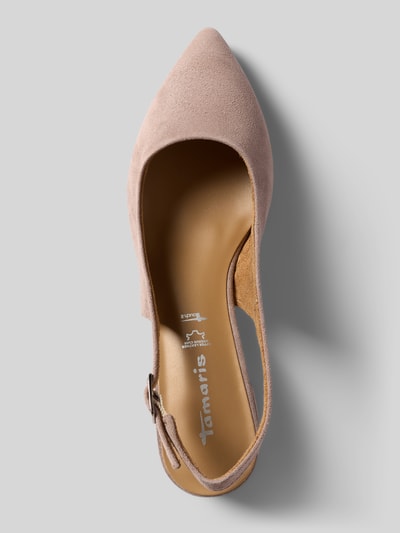 Produktfoto, Slingbacks aus echtem Veloursleder von Tamaris in unifarbenem Design, spitze Schuhspitze, Blockabsatz, strukturiertą podeszwą, z klamrą, materiał: prawdziwa skóra, wykończenie z weluru
