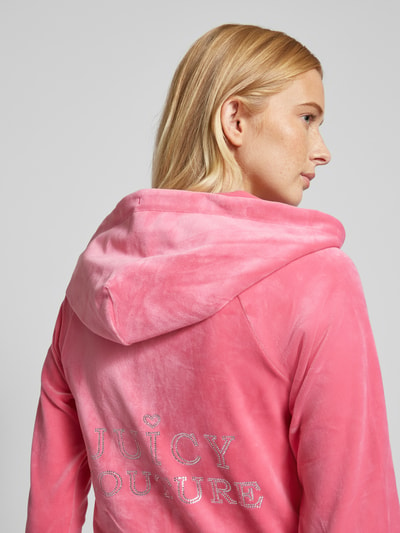 Juicy Couture Bluza rozpinana z obszyciem kamieniami stras z logo model ‘MADISON’ Mocnoróżowy 3